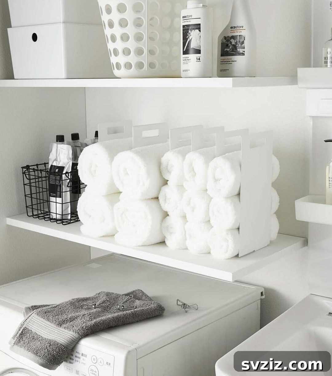 Rolled Towel Stackers for organized shelves