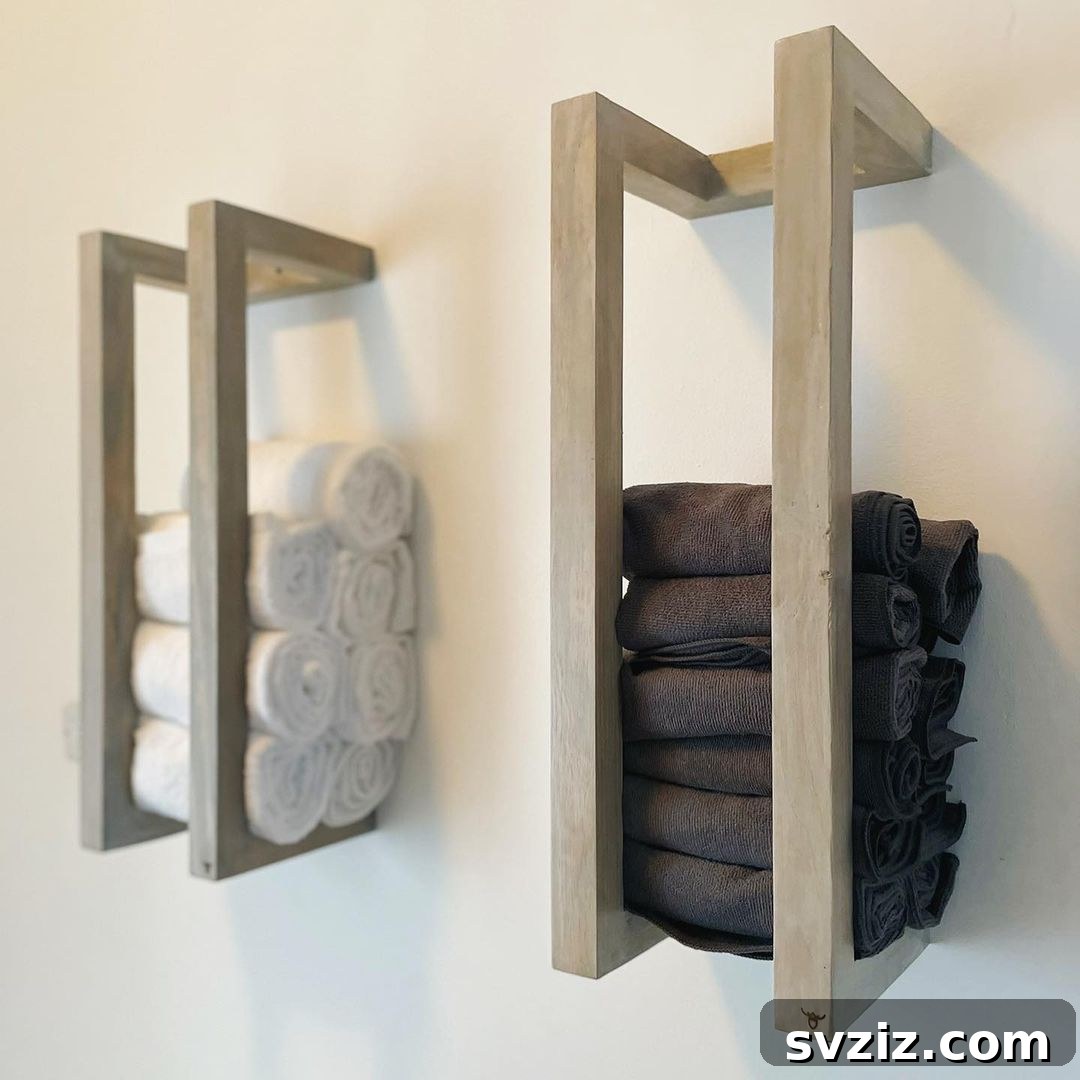 Farmhouse-Inspired Towel Racks for Bathroom Organization
