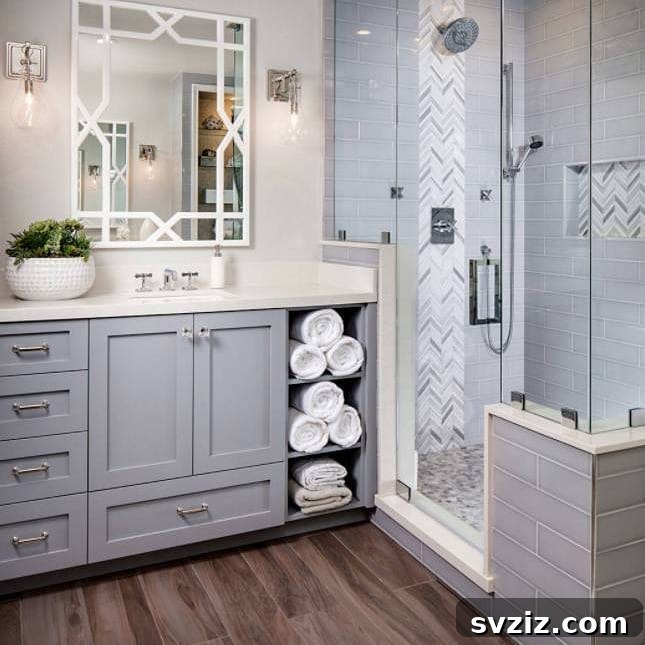 In-Vanity Towel Storage for accessible organization