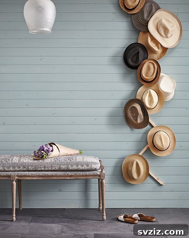 Cottage-Ready Zig-Zag Rack for hats, an easy DIY wooden hat display.
