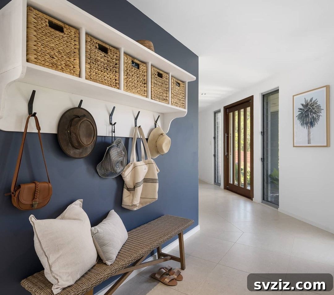 Entryway Drop Station for hats, keys, and bags, a multi-functional storage unit.