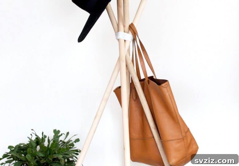 Quick Wood and Leather Hat Rack, a modern and minimalist hat storage solution.