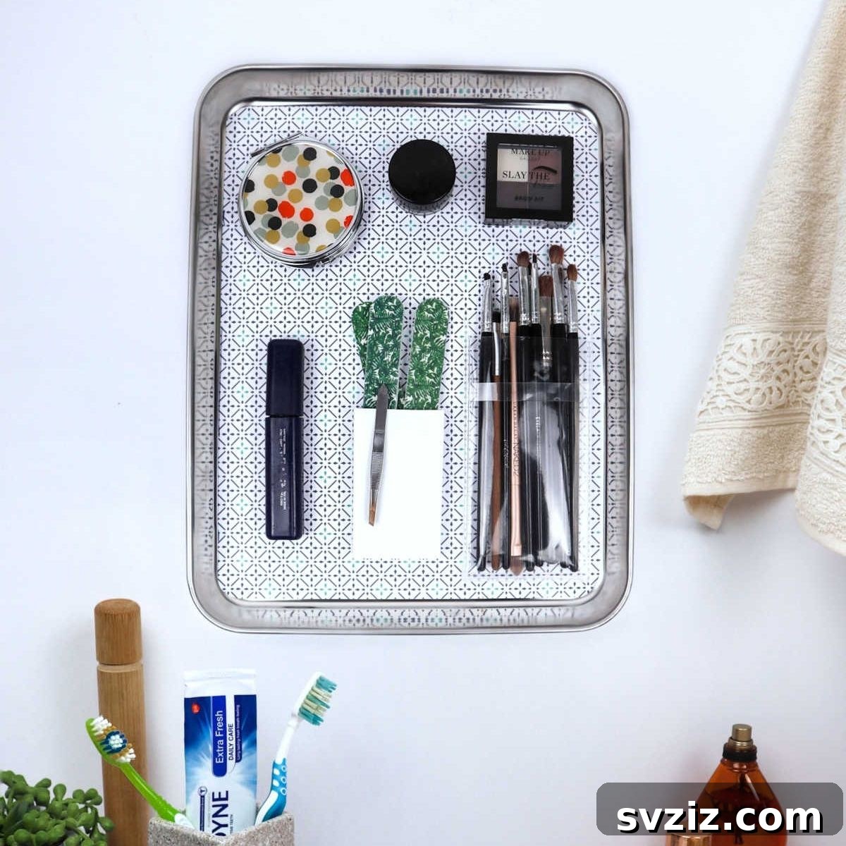 DIY magnetic organizer made from a cookie sheet