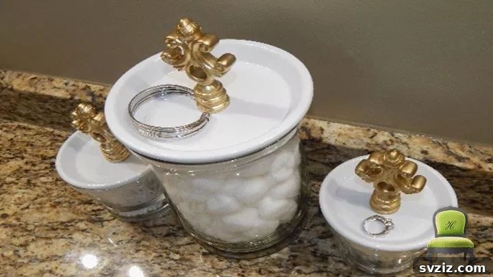 DIY bathroom jars with integrated jewelry holders