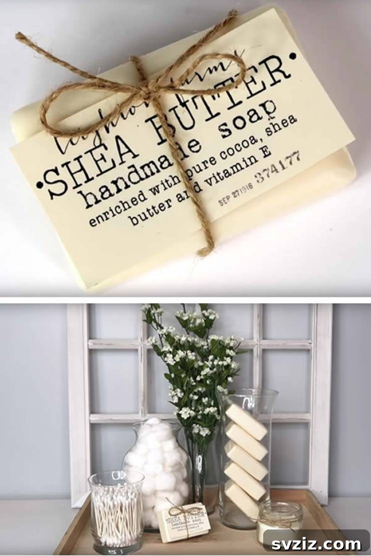 Homemade shea butter soap for bathroom display