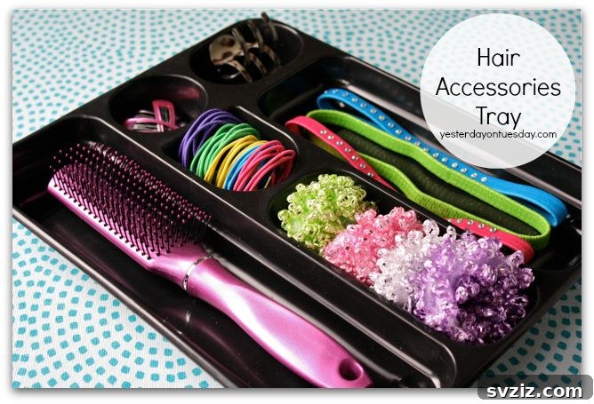 Repurposed desk organizer for hair accessories