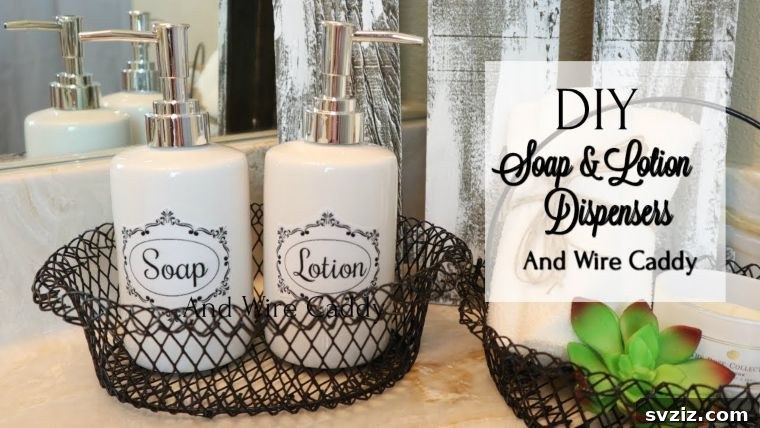 DIY custom soap and lotion dispensers with wire caddy