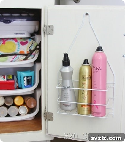 Undercounter door organizer with shower caddy
