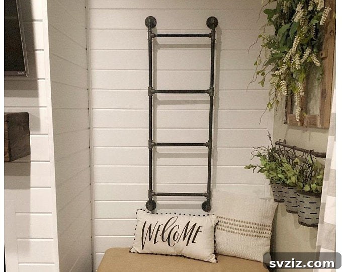23 Clever Blanket Storage Solutions 15 Wall-Mounted Industrial Pipe Blanket Ladder