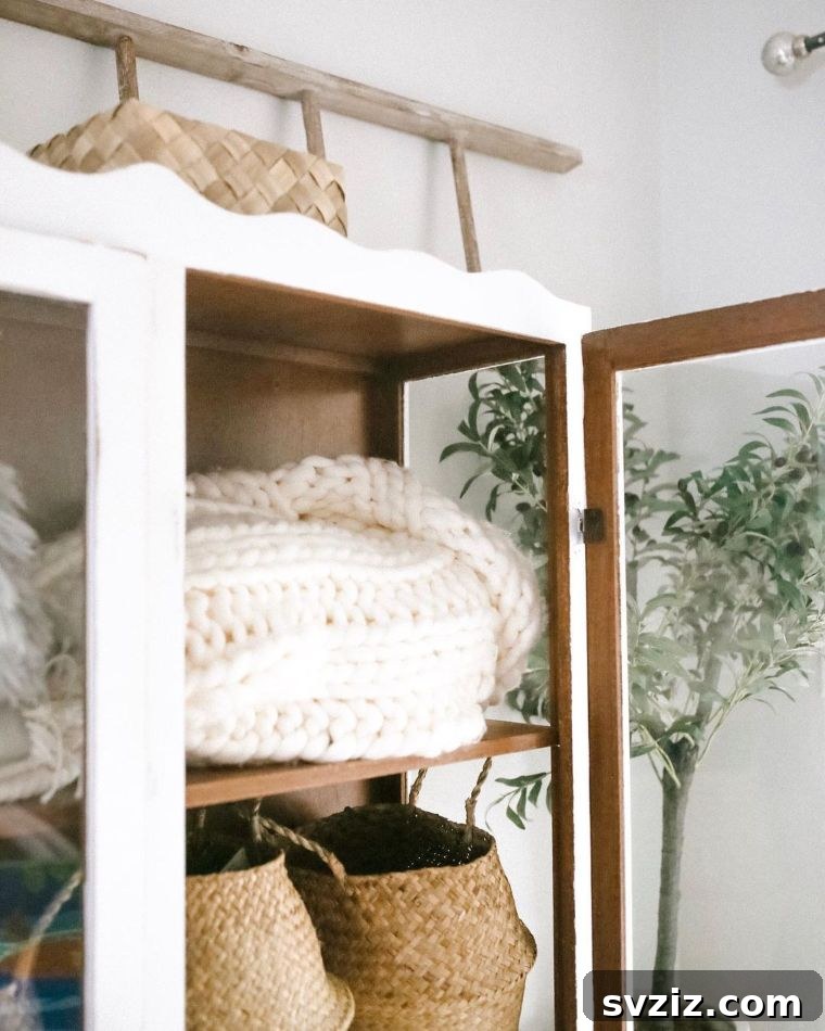 23 Clever Blanket Storage Solutions 18 Upcycled Vintage Cabinet for Blanket Display and Storage