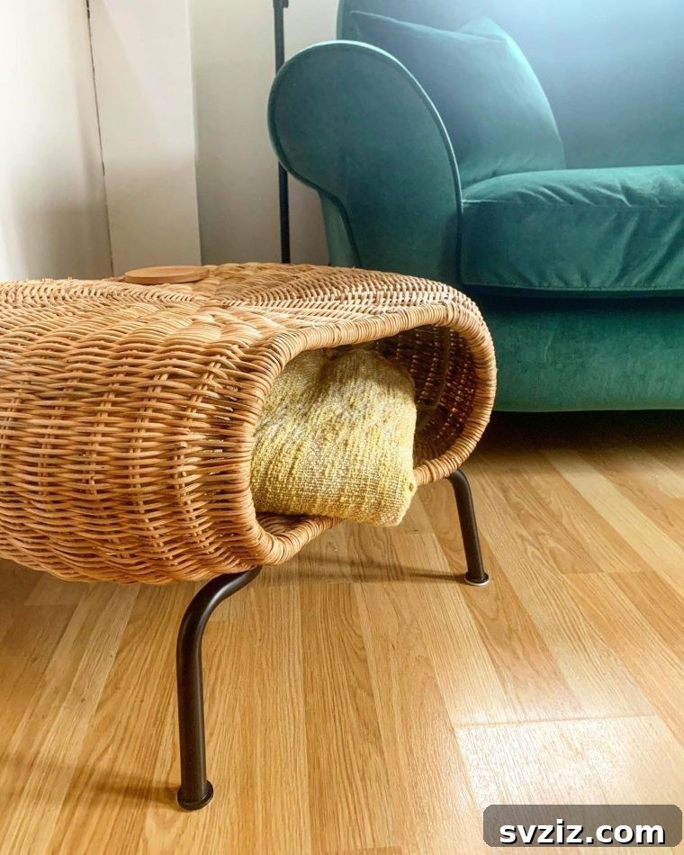 23 Clever Blanket Storage Solutions 8 Wicker Coffee Table with Integrated Blanket Storage