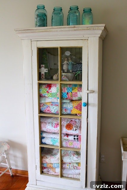 23 Clever Blanket Storage Solutions 9 Shabby Chic Quilt Cabinet for Display and Storage