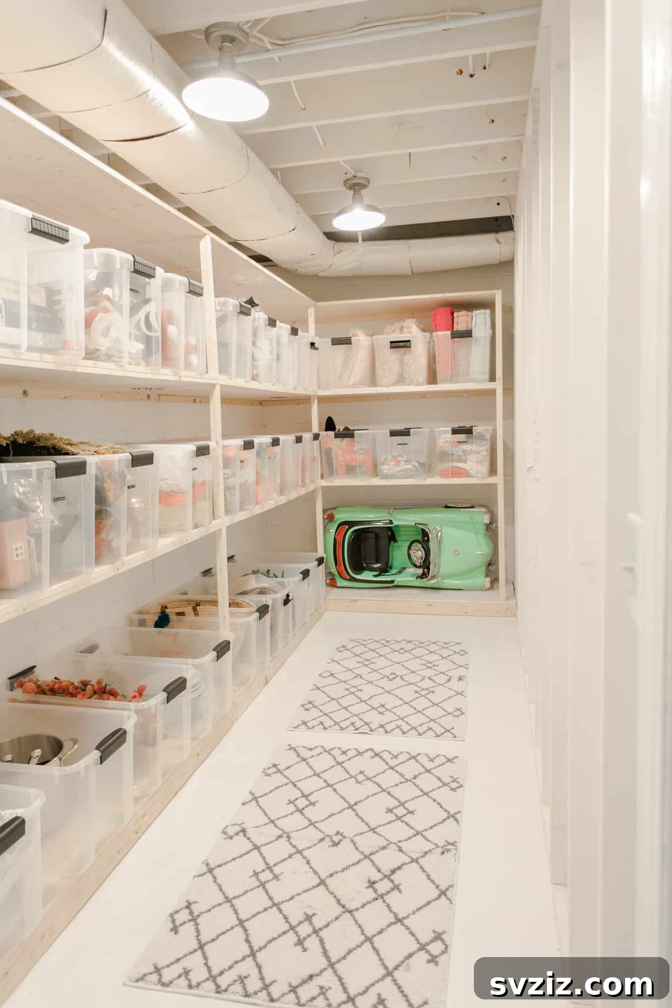 Reimagine Your Basement: Innovative Storage Solutions 18 basement hallway with bins