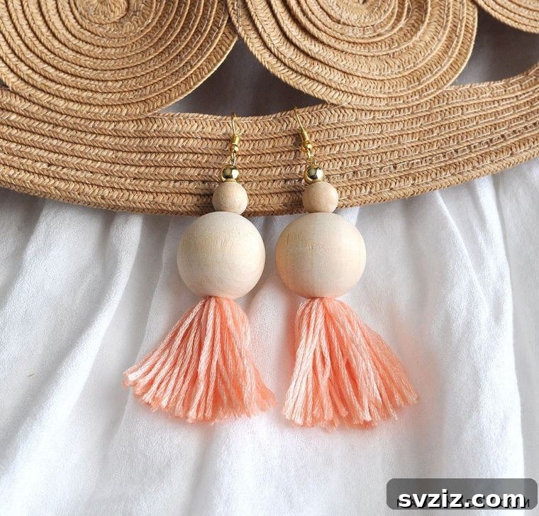 Wooden Tassel Earrings