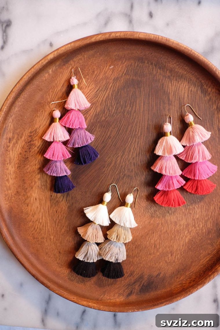 Multicolor Stacked Tassel Earrings