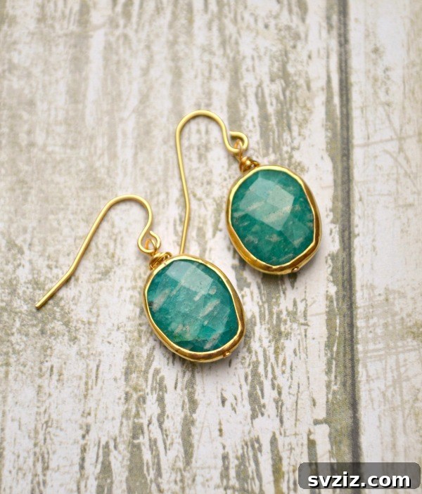 Gold-Plated Gemstone Earrings