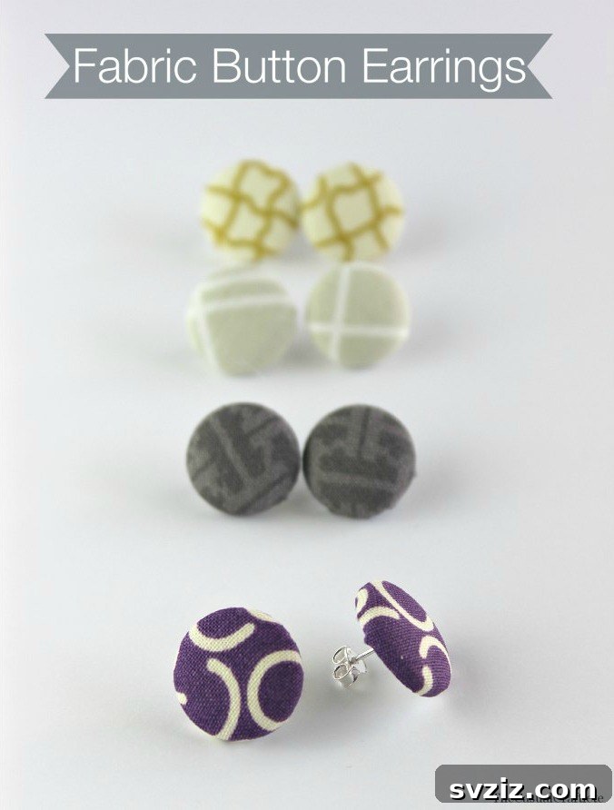 Fabric Button Earrings