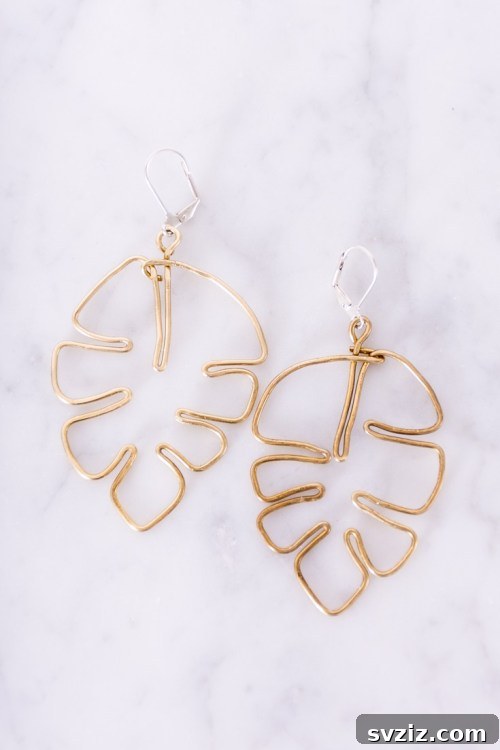 Monstera Wire Earrings