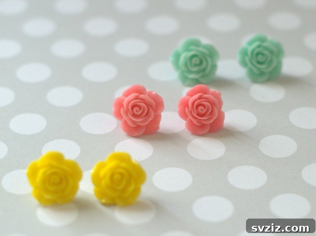 Spring Rose Flower Studs