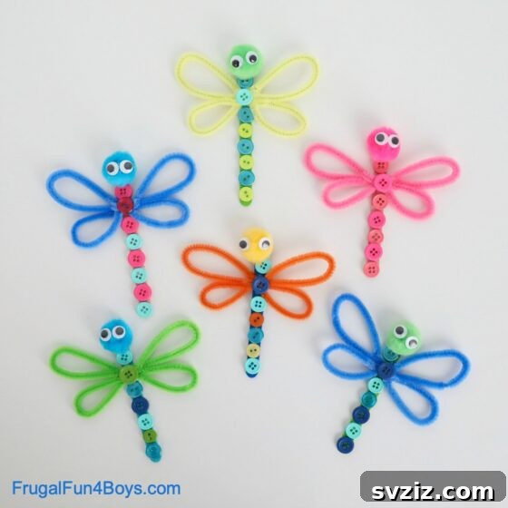 Craft Stick & Button Dragonfly