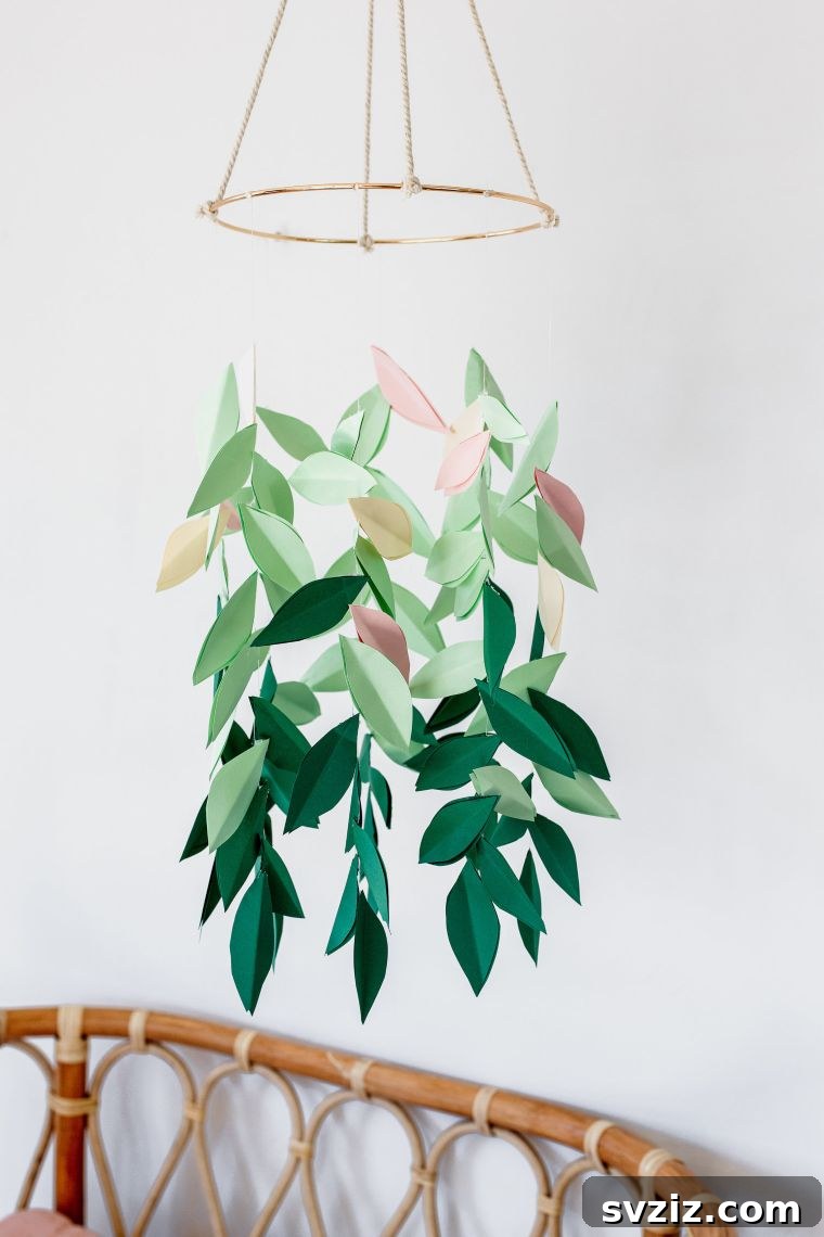 Gradient Paper Leaf Mobile