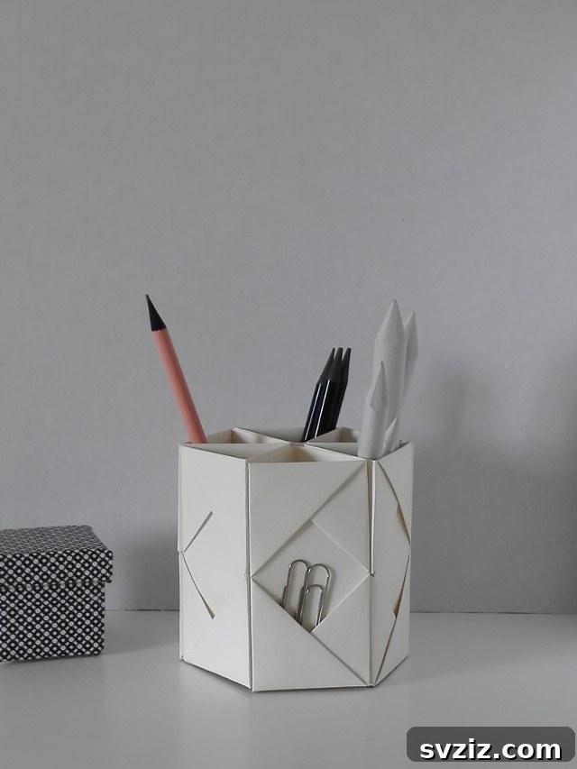Origami Folded Pen Holder
