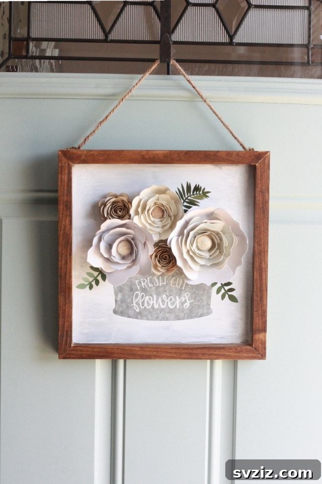 Farmhouse Sign with Cricut Paper Flowers