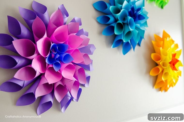 Rainbow Paper Dahlia Flowers