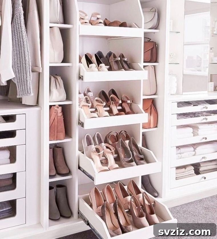 Unlock Your Closet's Potential: 23 Smart Shelving Ideas 24 Slide-Out Shoe Storage