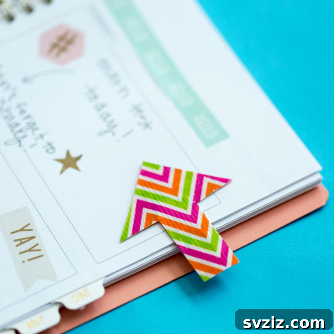Duct Tape Bullet Journal Bookmark with Arrow Design