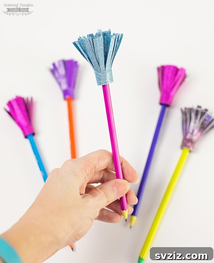 Sparkly Duct Tape Pencil Toppers