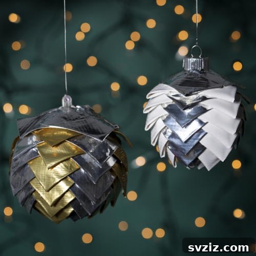 Glamorous Scalloped Duct Tape Christmas Ornaments