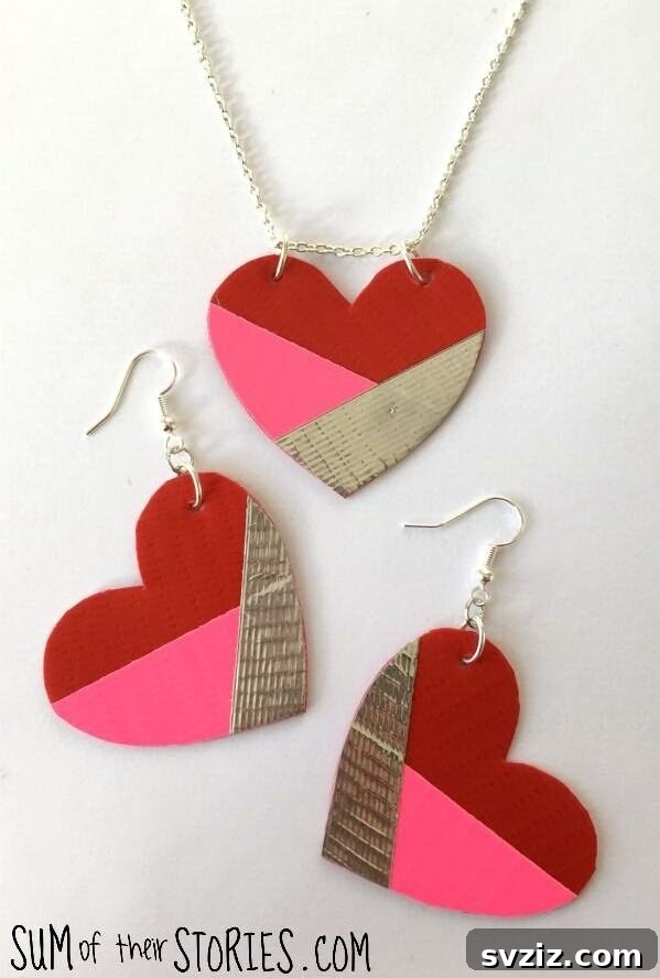 DIY Valentine's Day Duct Tape Heart Jewelry