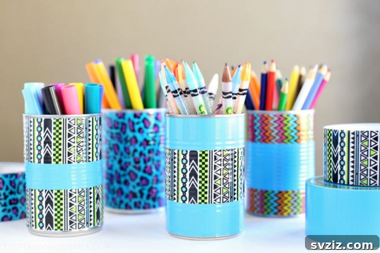 Upcycled Duct Tape Pencil Holder and Art Organizer