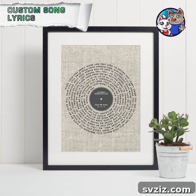 41 Creative Anniversary Ideas He'll Love 13 Record-shaped first dance print, sentimental wedding anniversary gift, custom song lyrics art