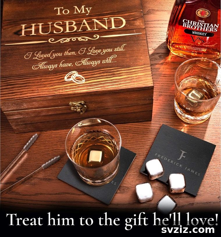 41 Creative Anniversary Ideas He'll Love 14 Engraved crystal whiskey glass and stones set, luxury anniversary gift for whiskey lovers