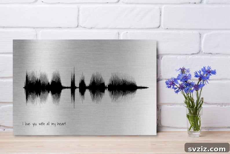 41 Creative Anniversary Ideas He'll Love 19 Aluminum soundwave engraving, modern anniversary gift, personalized voice message art