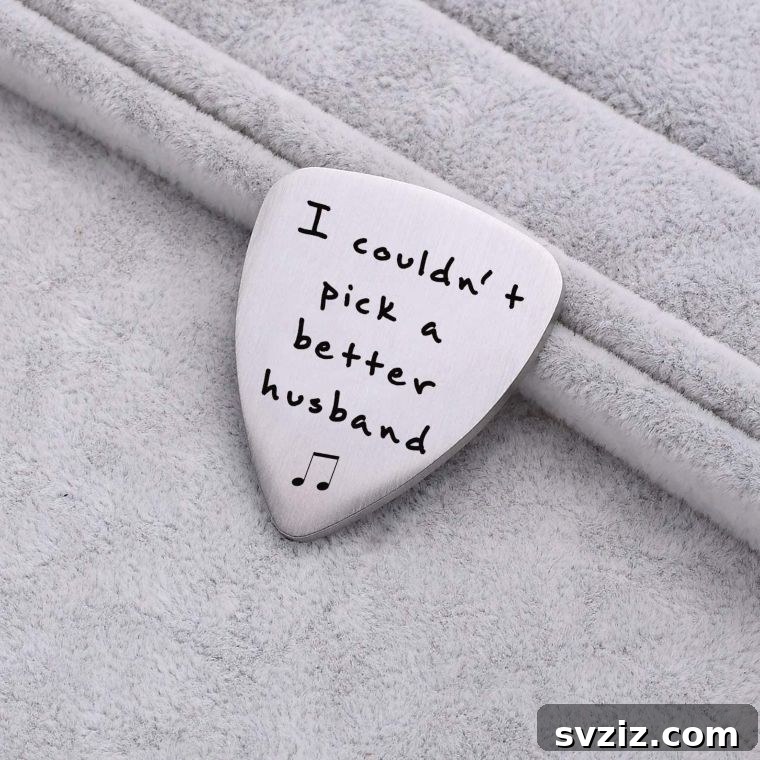 41 Creative Anniversary Ideas He'll Love 31 Personalized metal guitar pick, unique anniversary gift for musician boyfriend or husband