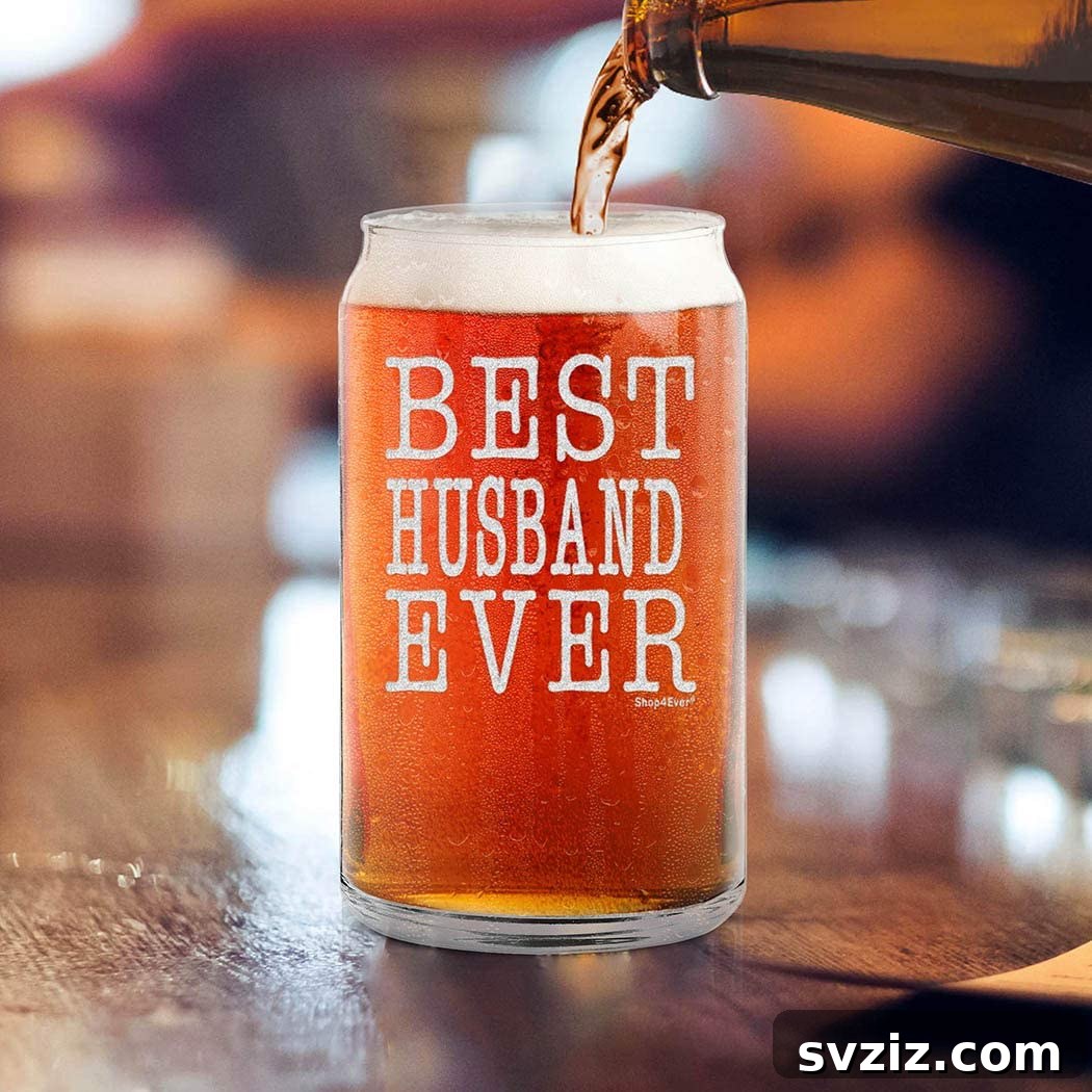41 Creative Anniversary Ideas He'll Love 33 Best Husband Ever beer can glass, funny anniversary gift for beer lovers