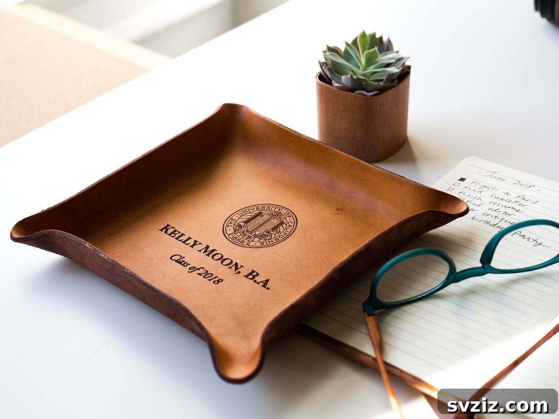 custom leather tray