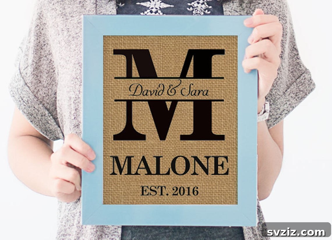 27 Brilliant Wedding Gift Ideas for Newlyweds 21 custom burlap print