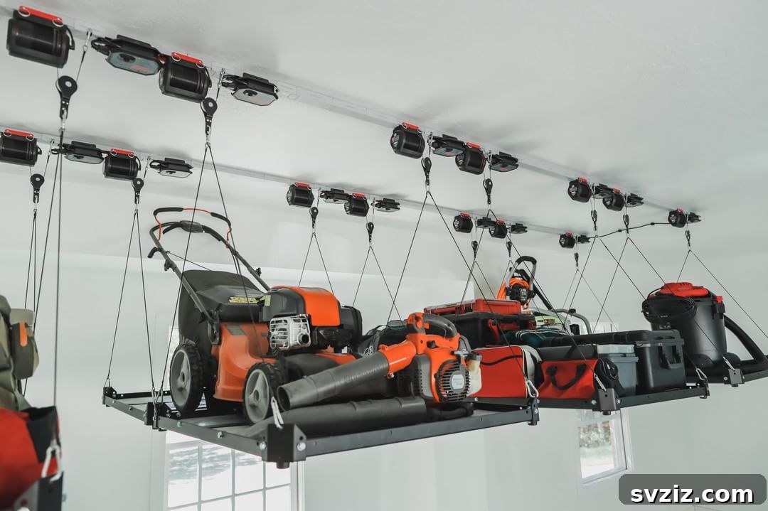 21 Genius Garage Ceiling Storage Ideas for Ultimate Space Saving 11 Ceiling racks for power tool storage