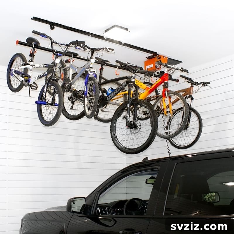 21 Genius Garage Ceiling Storage Ideas for Ultimate Space Saving 14 Robust ceiling bike rack for multiple bicycles