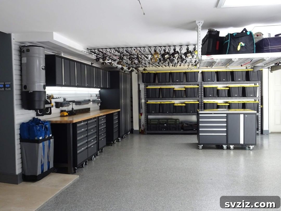 21 Genius Garage Ceiling Storage Ideas for Ultimate Space Saving 15 Hanging workshop tools from ceiling hooks