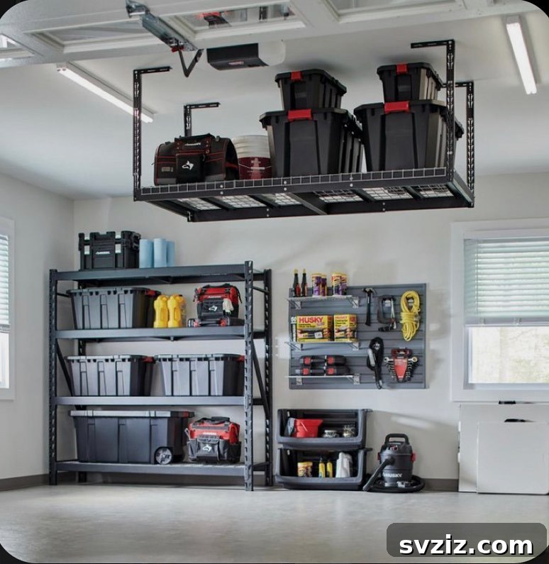21 Genius Garage Ceiling Storage Ideas for Ultimate Space Saving 20 Small supplemental ceiling storage rack for garage