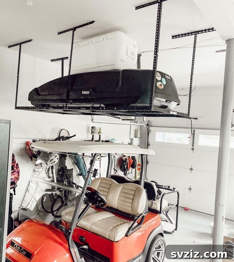 21 Genius Garage Ceiling Storage Ideas for Ultimate Space Saving 22 Garage ceiling storage for car cargo box