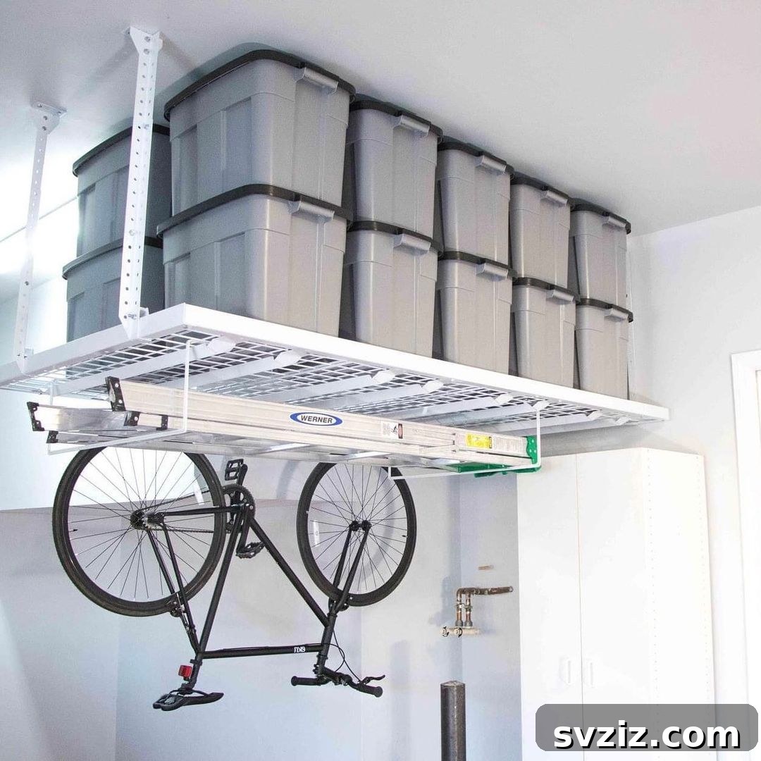 21 Genius Garage Ceiling Storage Ideas for Ultimate Space Saving 7 Corner ceiling storage rack in garage