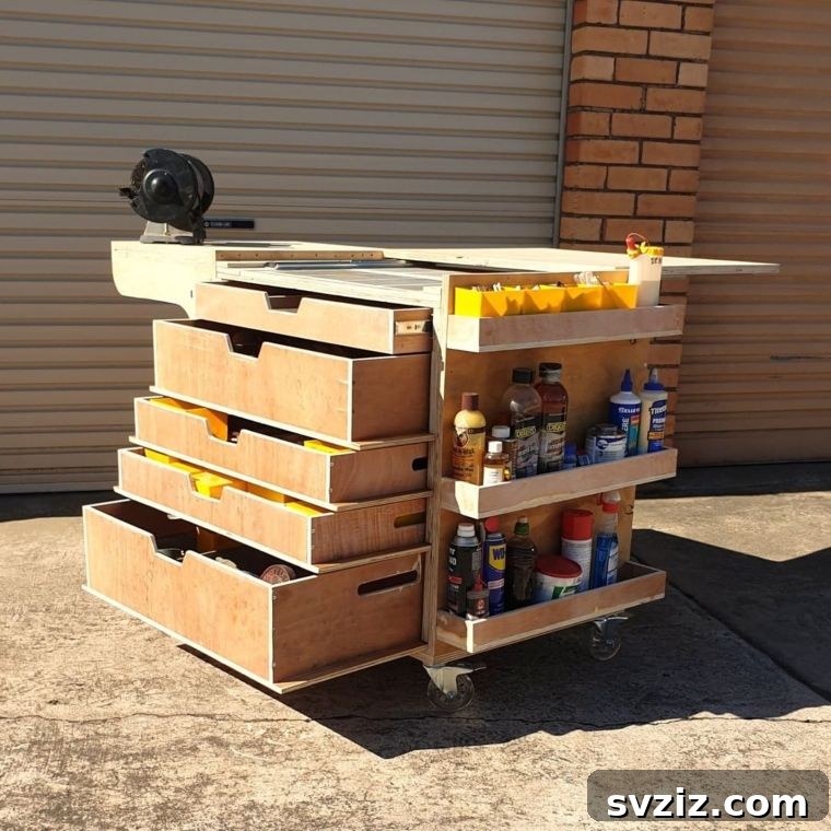 Multi-functional portable workshop cart with drawers and extended top
