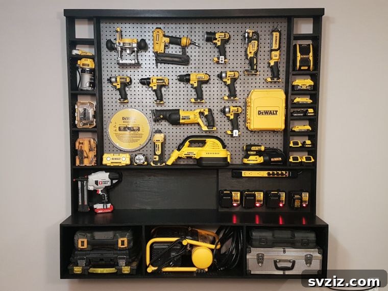 Professional purpose-built charging station for power tool batteries with cable management