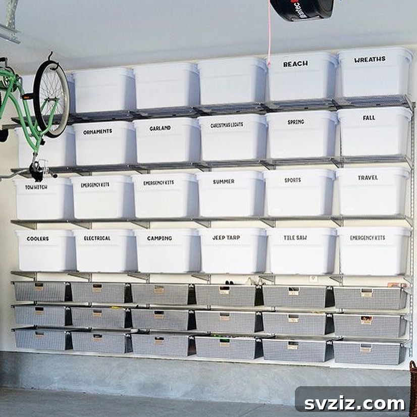 Transform Your Garage: 21 Clever Shelving Solutions 12 storage buckets